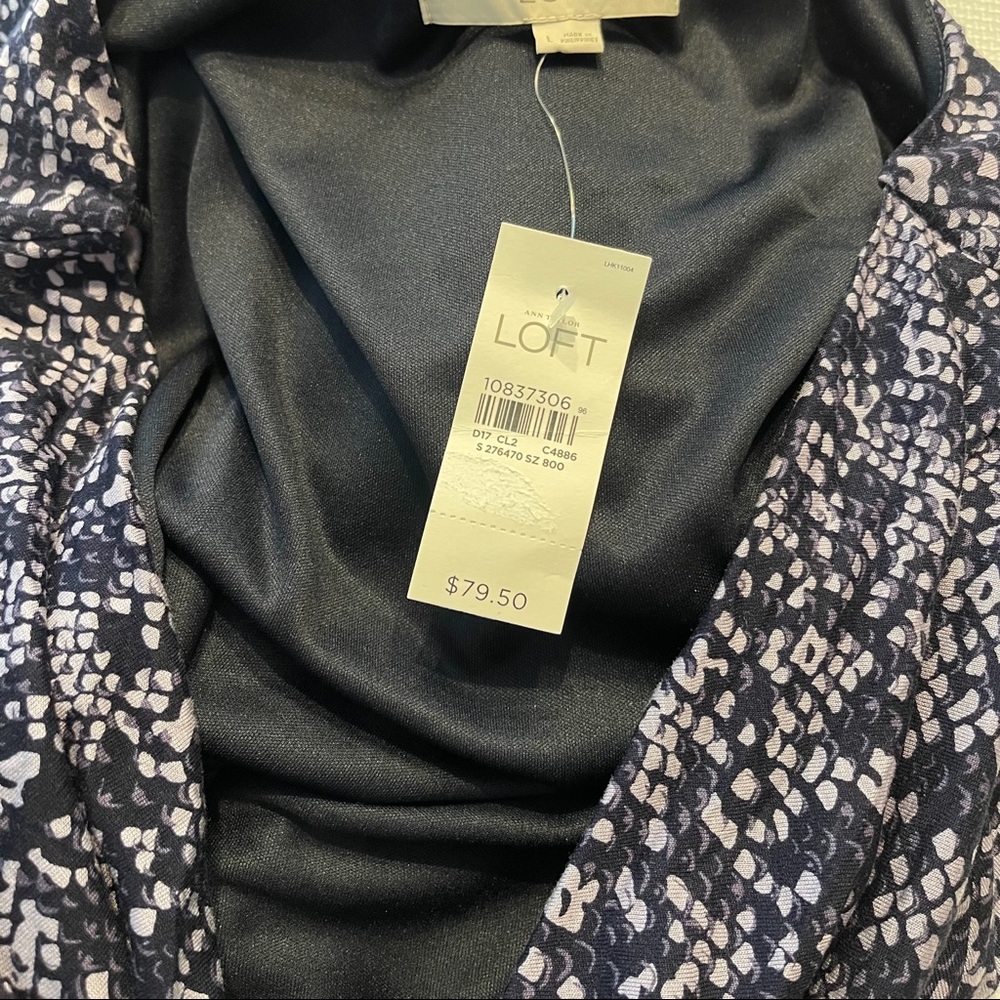 Ann Taylor Loft Ruched Snakeskin Dress L Purple - Picture 8 of 8